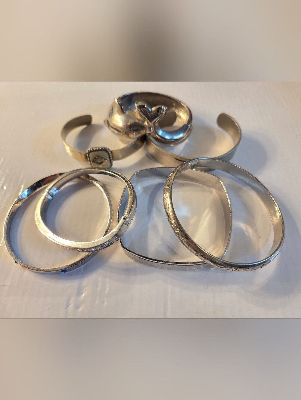 Silver Tone Women's Bangle Bracelet Set
